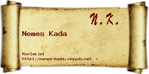 Nemes Kada névjegykártya